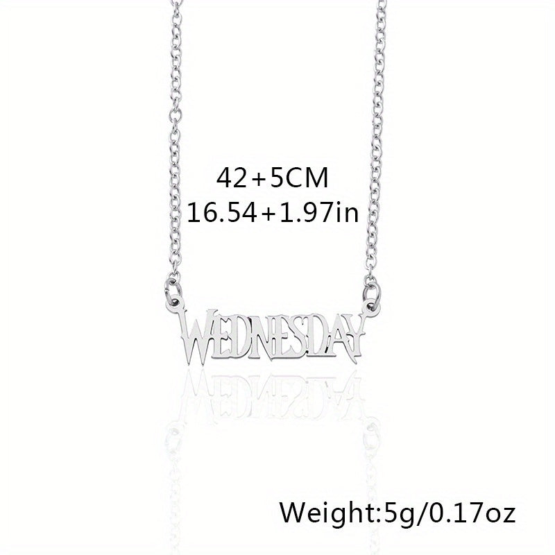 Stainless Steel Wednesday Letter Necklace