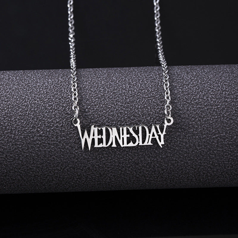 Stainless Steel Wednesday Letter Necklace