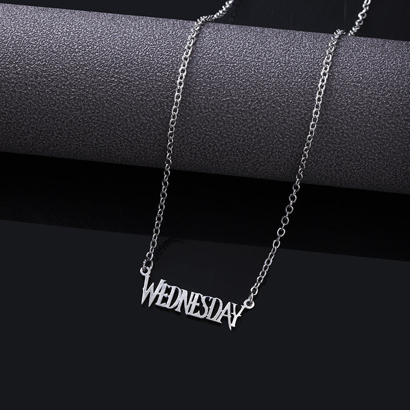 Stainless Steel Wednesday Letter Necklace