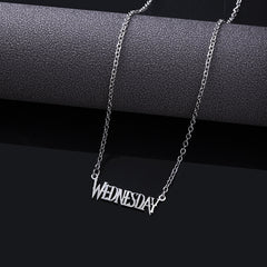 Stainless Steel Wednesday Letter Necklace