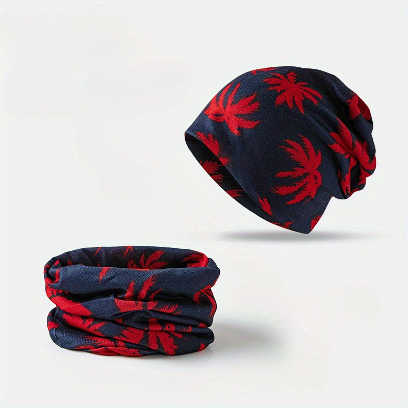 Ethnic Style Thermal Cap Neck Gaiter Hat Outdoor Slouchy Cap