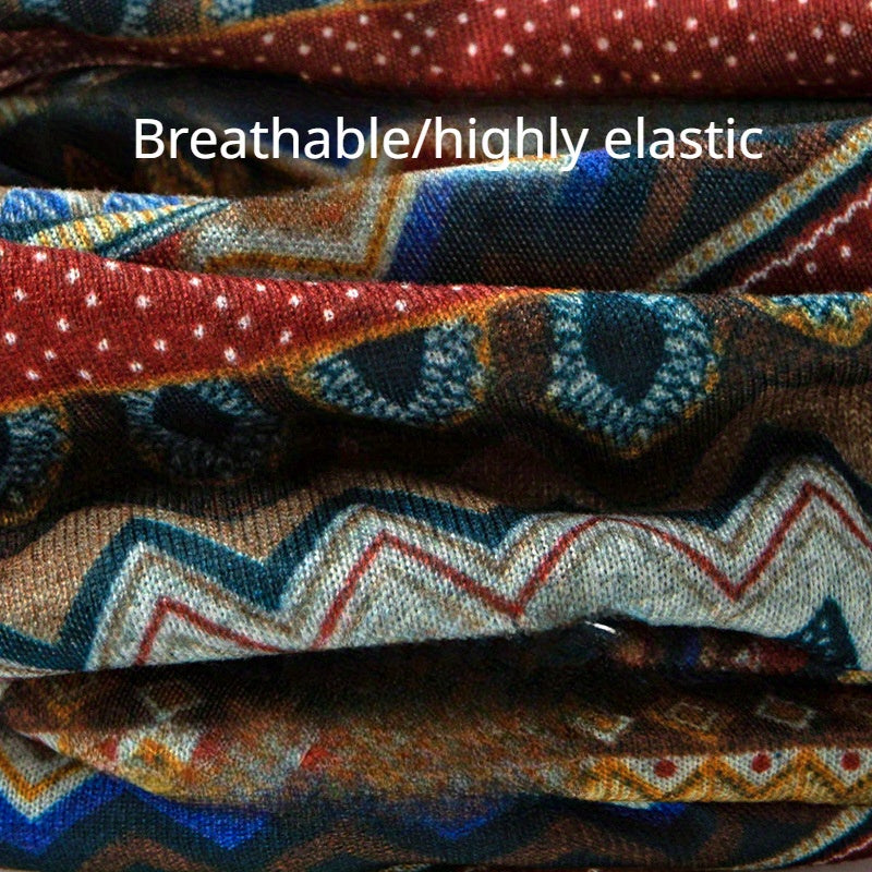 Ethnic Style Thermal Cap Neck Gaiter Hat Outdoor Slouchy Cap