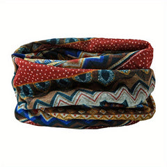 Ethnic Style Thermal Cap Neck Gaiter Hat Outdoor Slouchy Cap