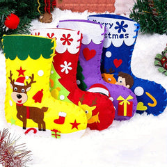 4pcs DIY Christmas Felt Stockings Crafts Create Your Own Santa Snowman Reindeer