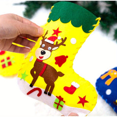 4pcs DIY Christmas Felt Stockings Crafts Create Your Own Santa Snowman Reindeer