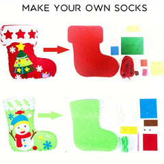 4pcs DIY Christmas Felt Stockings Crafts Create Your Own Santa Snowman Reindeer