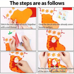 4pcs DIY Christmas Felt Stockings Crafts Create Your Own Santa Snowman Reindeer