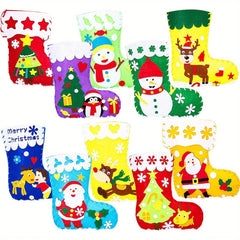 4pcs DIY Christmas Felt Stockings Crafts Create Your Own Santa Snowman Reindeer