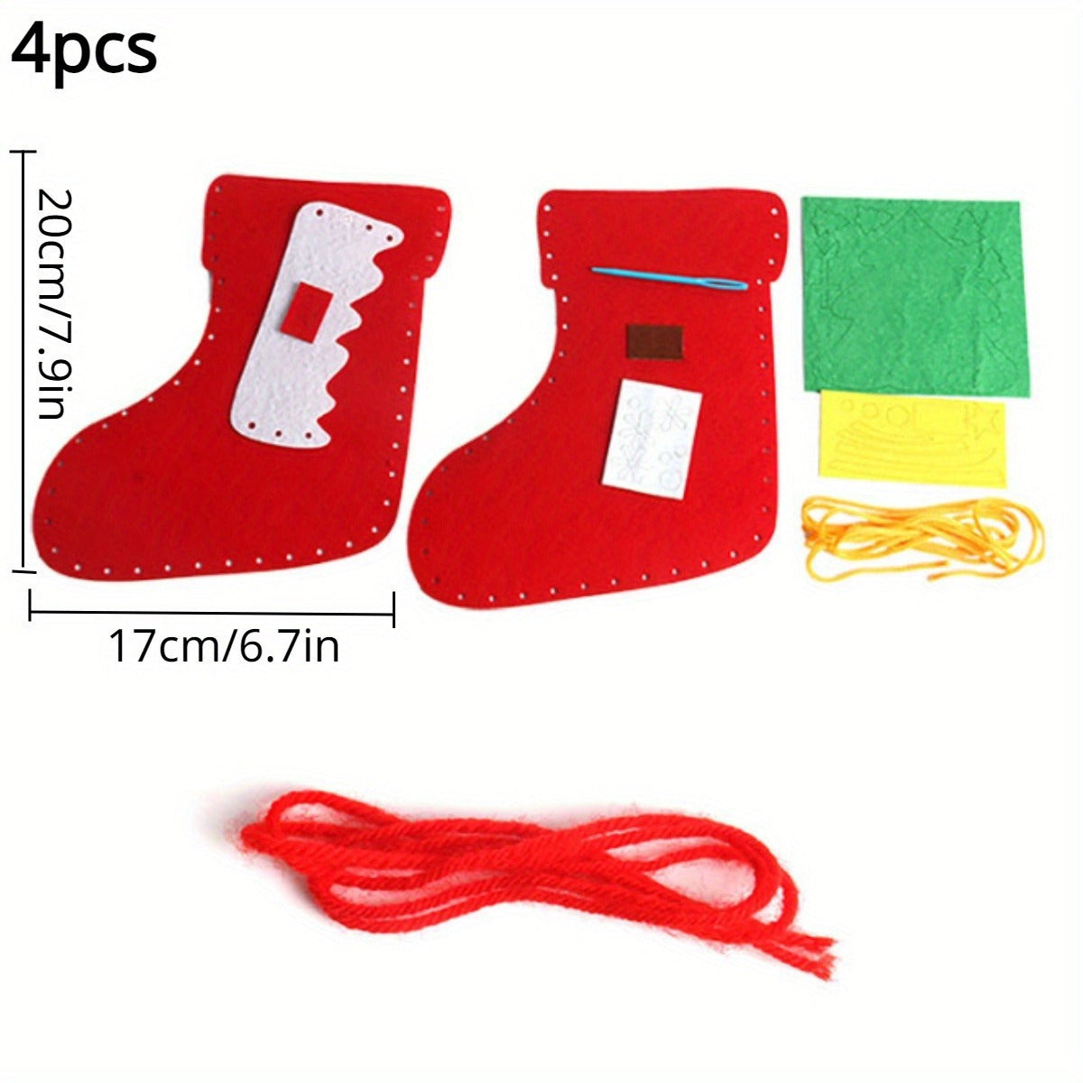 4pcs DIY Christmas Felt Stockings Crafts Create Your Own Santa Snowman Reindeer