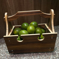 Wooden Folding Picnic Table with Wine Glass Holder and Storage Basket