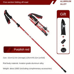 Foldable Telescopic Hiking Stick Multifunctional Crutches Aluminum Alloy