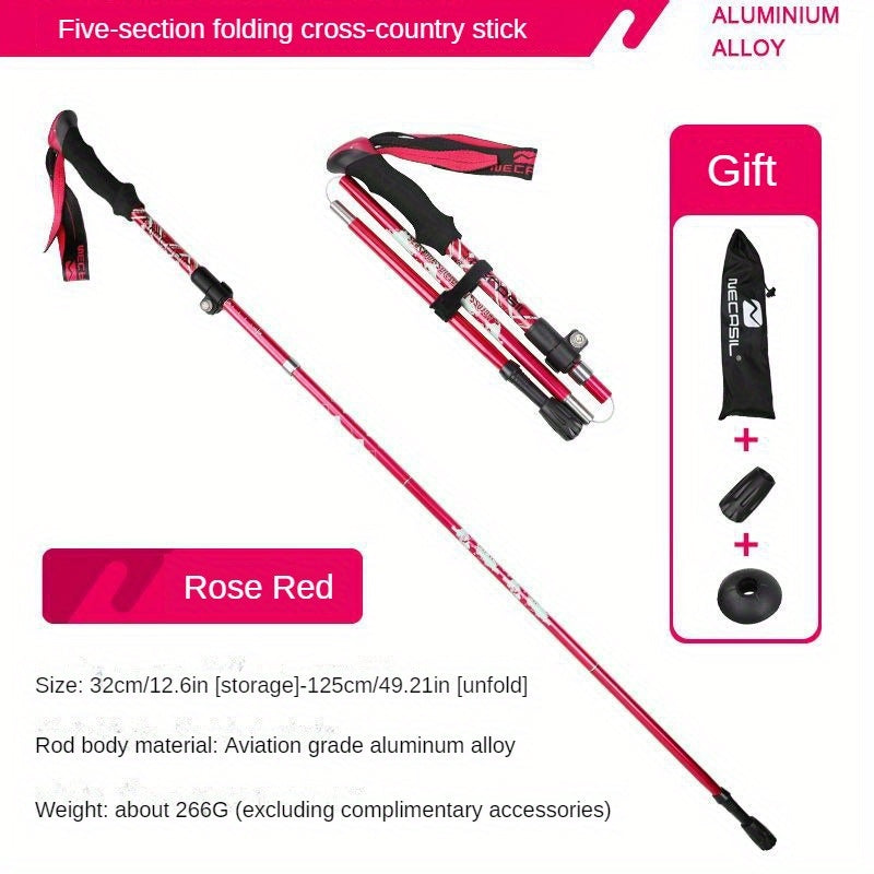 Foldable Telescopic Hiking Stick Multifunctional Crutches Aluminum Alloy