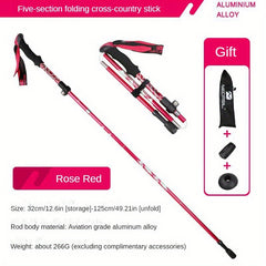 Foldable Telescopic Hiking Stick Multifunctional Crutches Aluminum Alloy