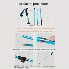 Foldable Telescopic Hiking Stick Multifunctional Crutches Aluminum Alloy