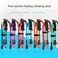 Foldable Telescopic Hiking Stick Multifunctional Crutches Aluminum Alloy