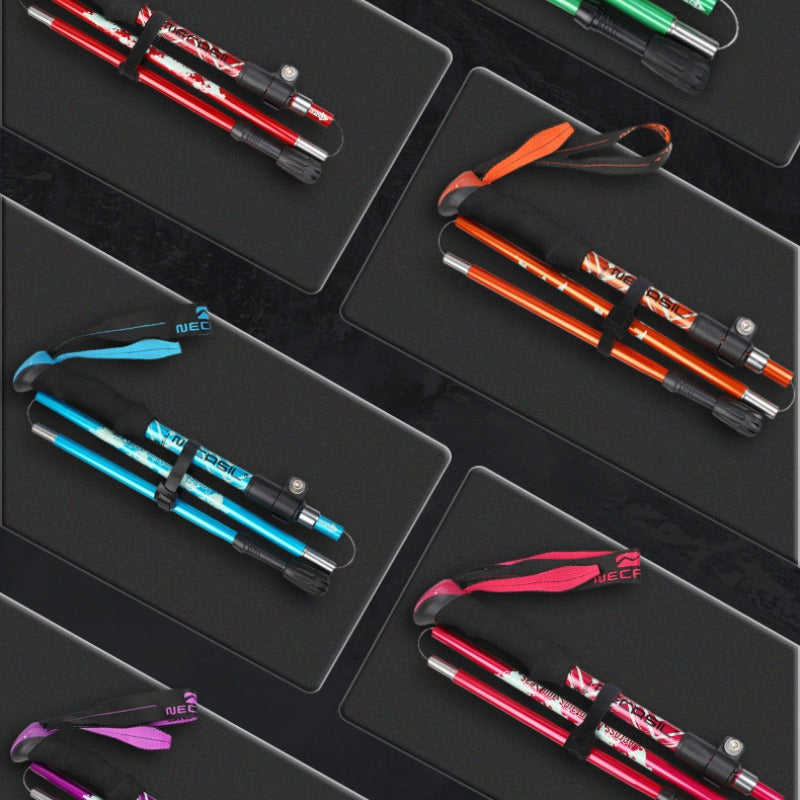 Foldable Telescopic Hiking Stick Multifunctional Crutches Aluminum Alloy