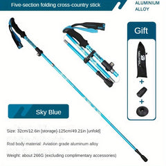 Foldable Telescopic Hiking Stick Multifunctional Crutches Aluminum Alloy