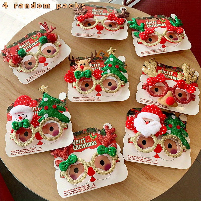 4pcs Elk Santa Claus Fun Glasses Christmas Party Favors Glasses