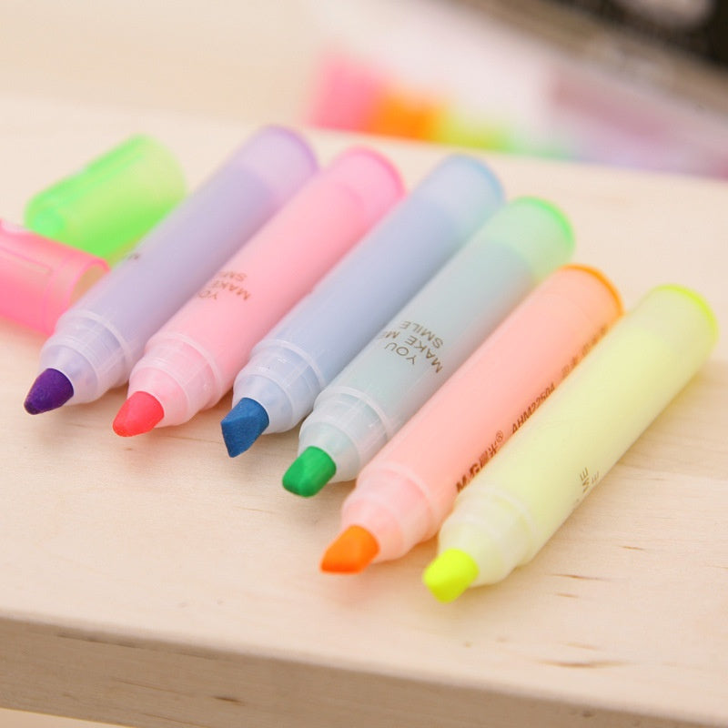 6PCS Rabbit Mini Fluorescent Highlighter Pen Marker School Supplies