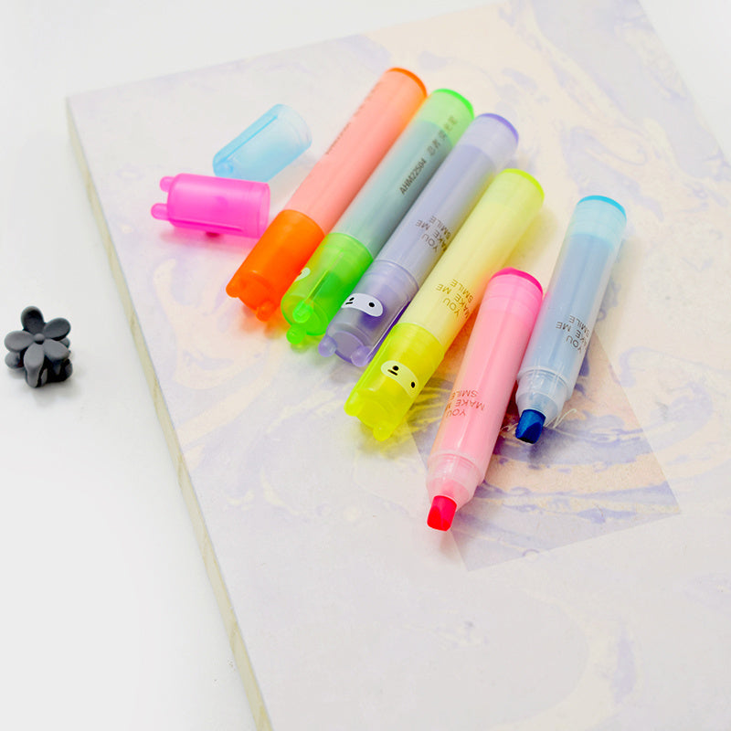 6PCS Rabbit Mini Fluorescent Highlighter Pen Marker School Supplies