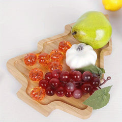 Bamboo Wooden Christmas Tree Shape Tray Desktop Storage Plate