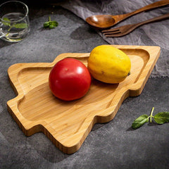 Bamboo Wooden Christmas Tree Shape Tray Desktop Storage Plate