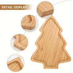 Bamboo Wooden Christmas Tree Shape Tray Desktop Storage Plate