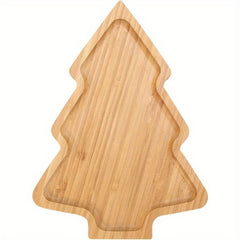 Bamboo Wooden Christmas Tree Shape Tray Desktop Storage Plate
