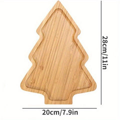 Bamboo Wooden Christmas Tree Shape Tray Desktop Storage Plate