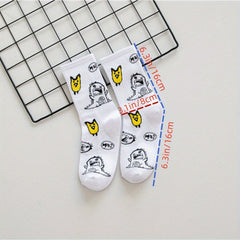 3 Pairs Dinosaur Printed Cotton Crew Socks Spring/Autumn Sports Socks
