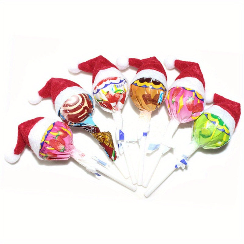 Santa Claus Christmas Hats Lollipop Topper Decor Party Decor Christmas