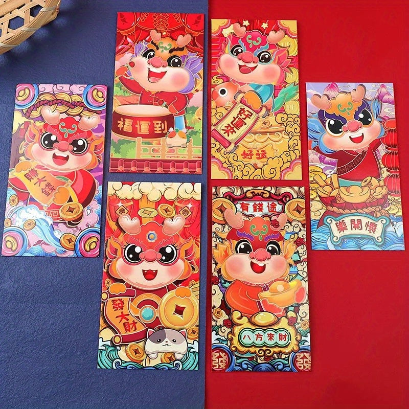 6pcs Red Envelopes Lucky Money Pockets for New Year Party