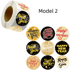 Golden Happy Year Stickers 500 Pcs Year Labels Happy Year Faux Glitter Sticker