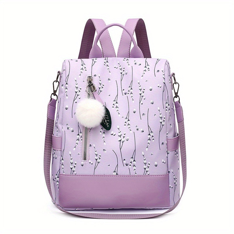Oxford Cloth Floral Pattern Backpack for Outdoors