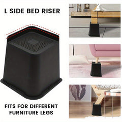 4pcs Adjustable Bed Sofa Risers Blocks Heavy Duty Support 32cm Rectangle