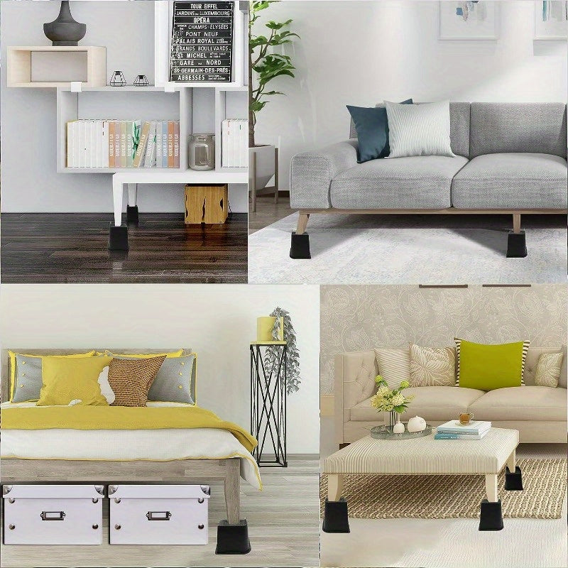 4pcs Adjustable Bed Sofa Risers Blocks Heavy Duty Support 32cm Rectangle