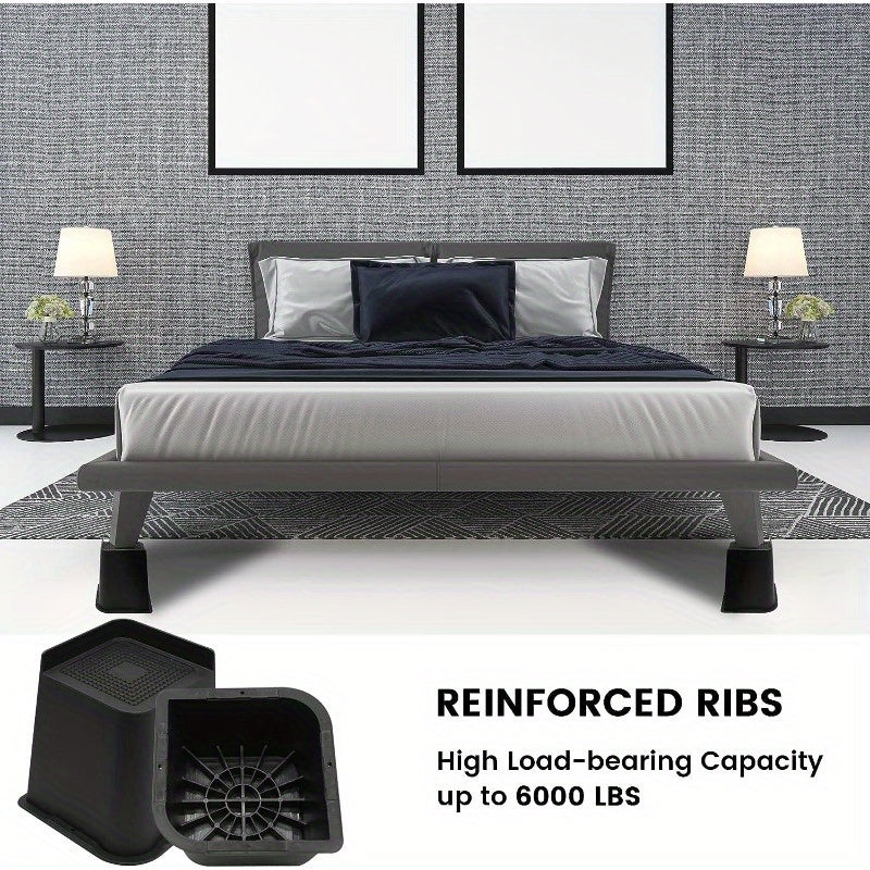 4pcs Adjustable Bed Sofa Risers Blocks Heavy Duty Support 32cm Rectangle