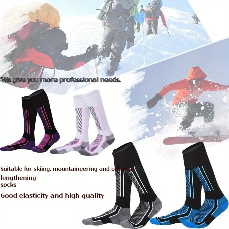 1pair Ski Socks Winter Warm Thickened Socks For Camping Cycling Hiking