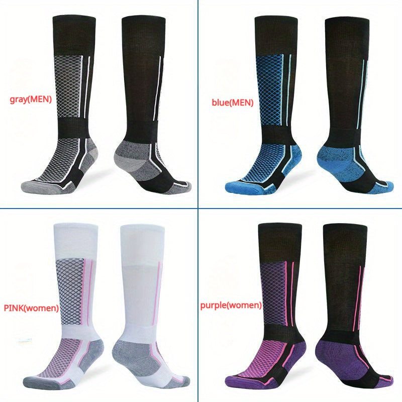 1pair Ski Socks Winter Warm Thickened Socks For Camping Cycling Hiking