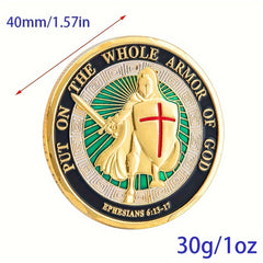 Armor Warrior Lucky Guardian Coin Helmet Shield Sword Pattern Challenge Coin