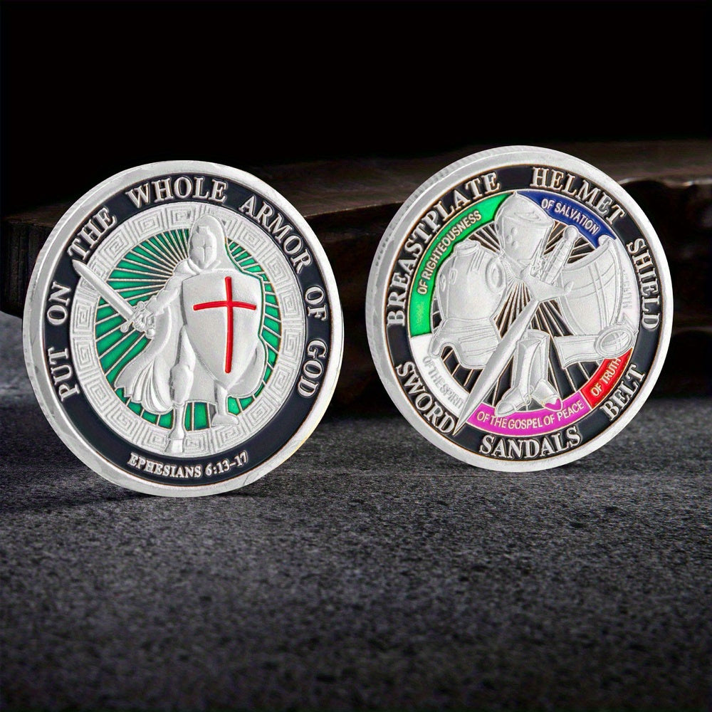 Armor Warrior Lucky Guardian Coin Helmet Shield Sword Pattern Challenge Coin