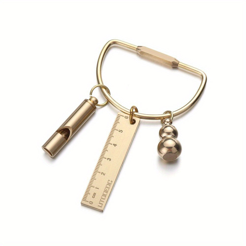 Brass Keychain Whistle Ruler DIY Pendant Ornament