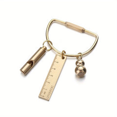Brass Keychain Whistle Ruler DIY Pendant Ornament