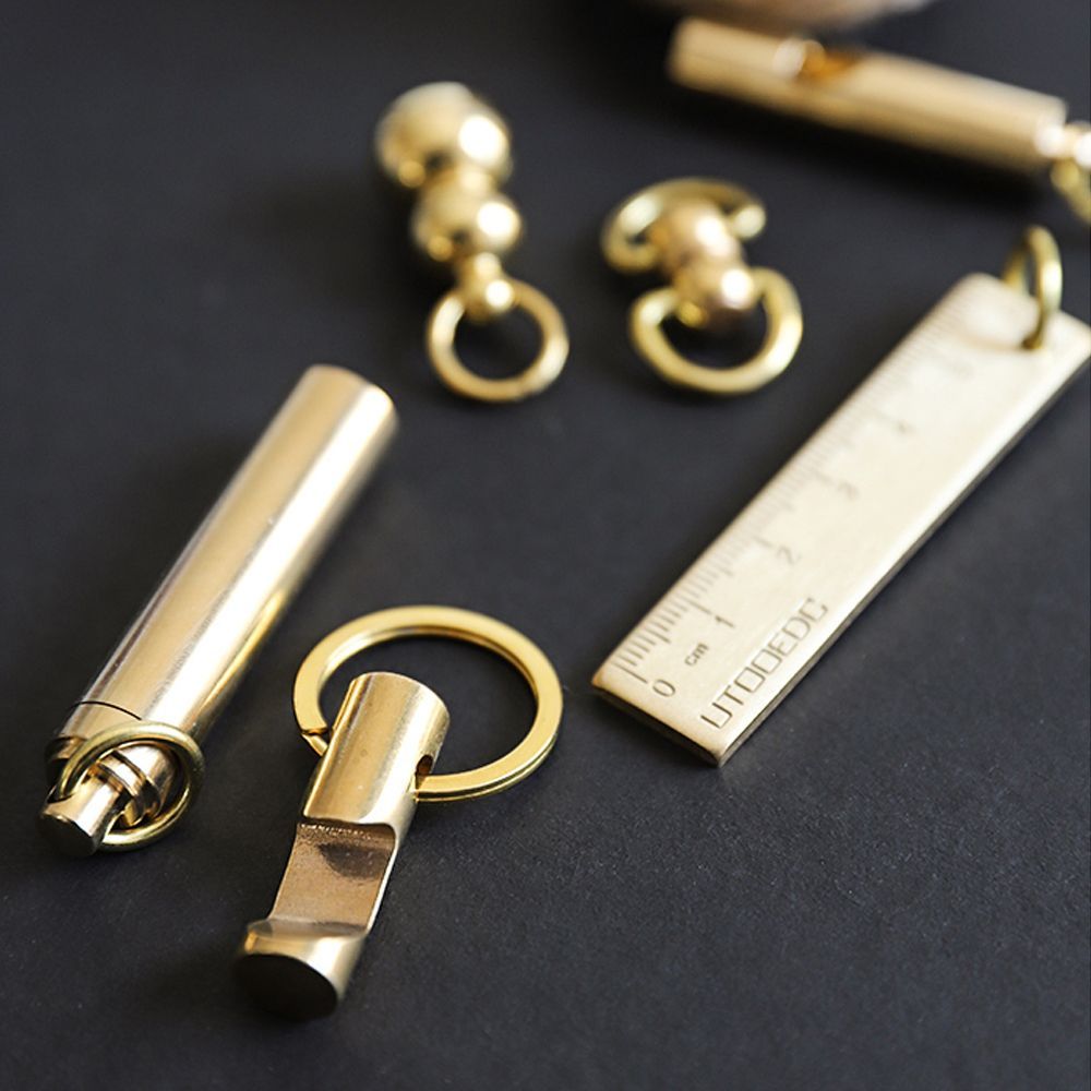 Brass Keychain Whistle Ruler DIY Pendant Ornament