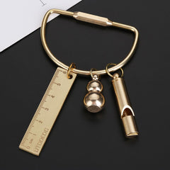 Brass Keychain Whistle Ruler DIY Pendant Ornament