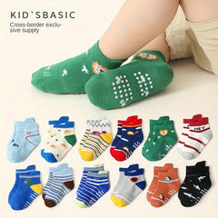 Baby Girl's Non Slip Socks, Soft Cotton Socks with Rubber Dot Bottom