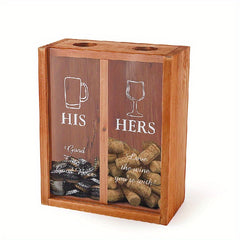 Wooden Storage Box Single/Double Hole Bottle Opener Beer Lid Collection Box