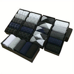 5 Pairs Men's Business Crew Socks for Autumn Winter