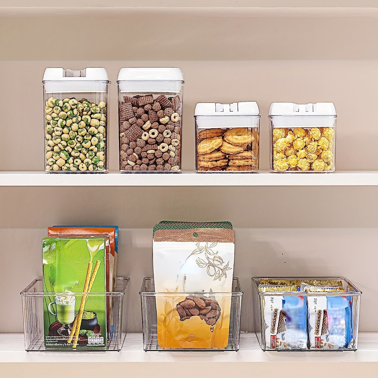 2pcs Plastic Coffee Bag Storage Box Desktop Sundries Tray Rectangular Divided