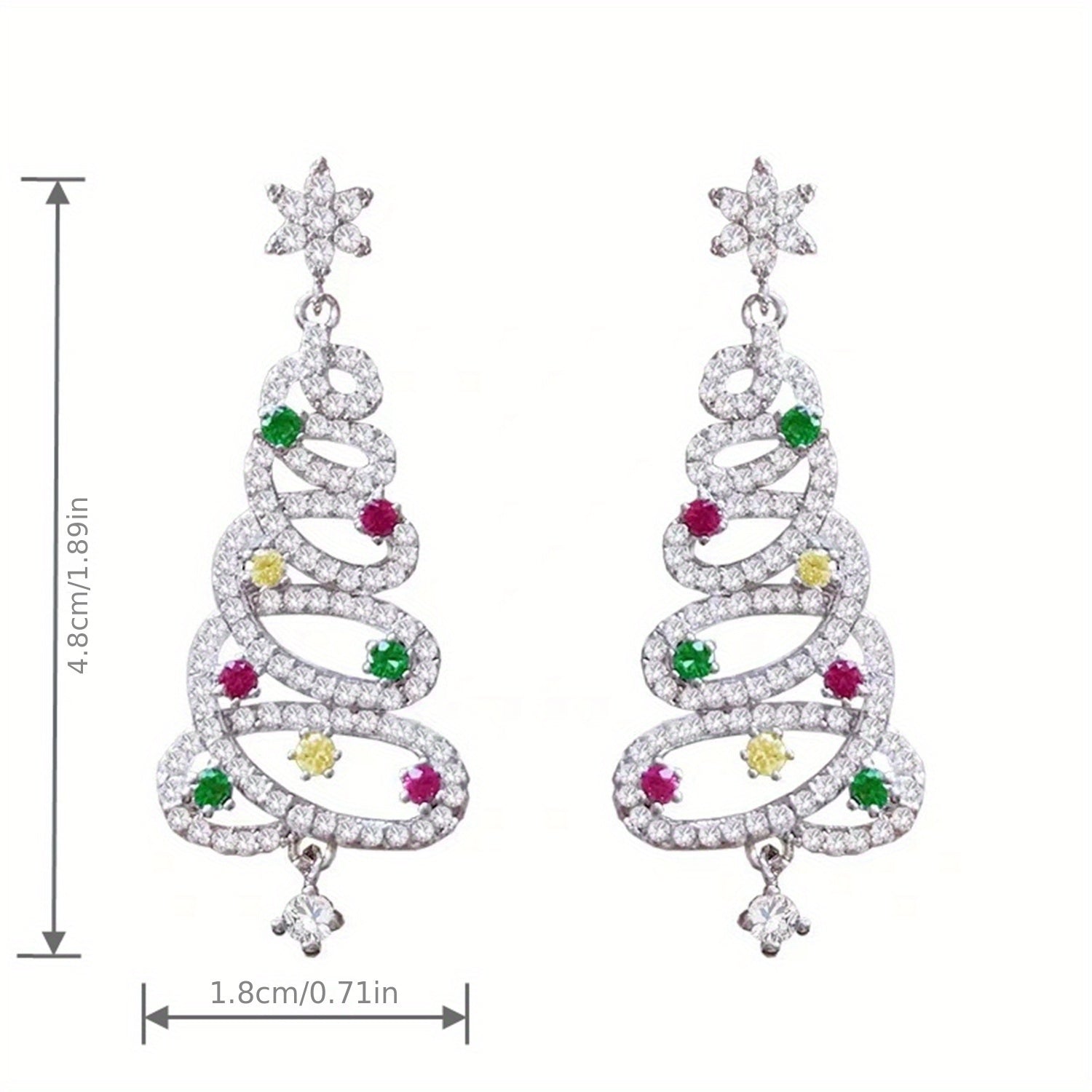 Sparkling Shiny Zircon Christmas Tree Earrings